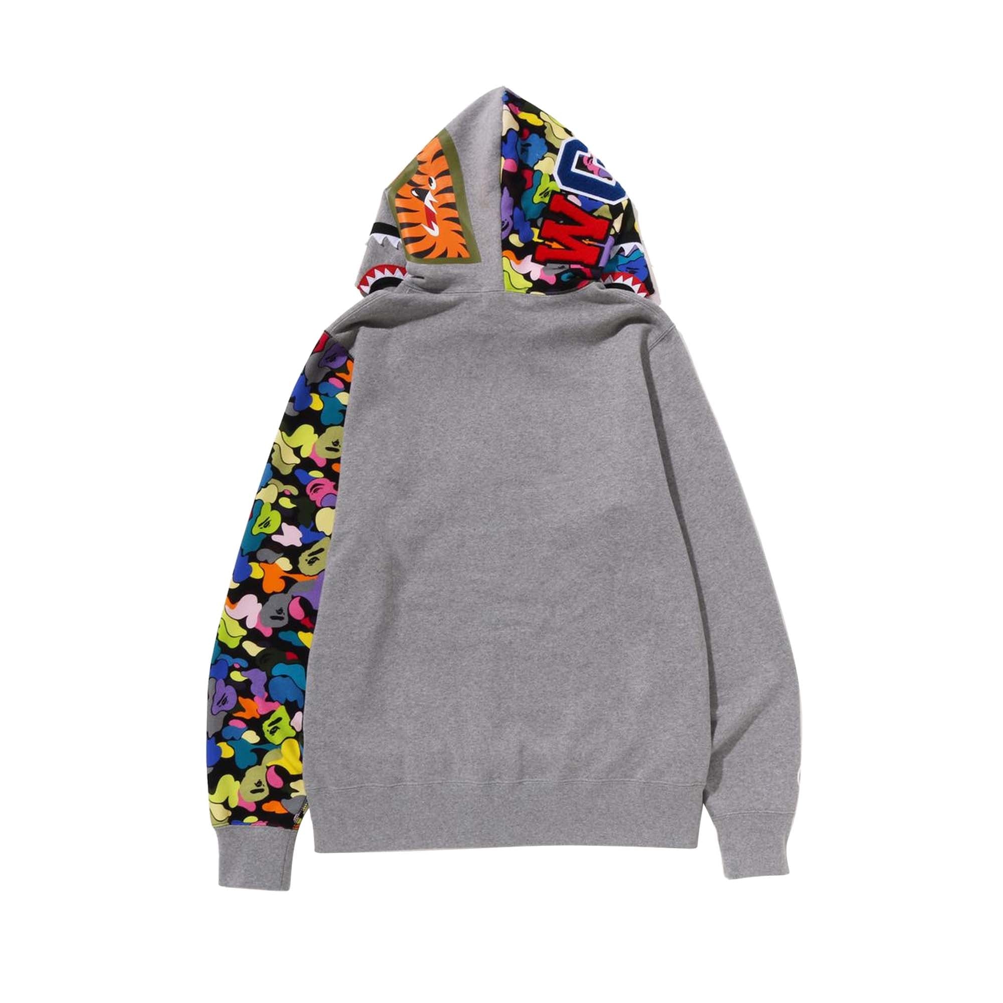 Bape Mens Multi Camo NYC Logo Shark Zip Hoodie