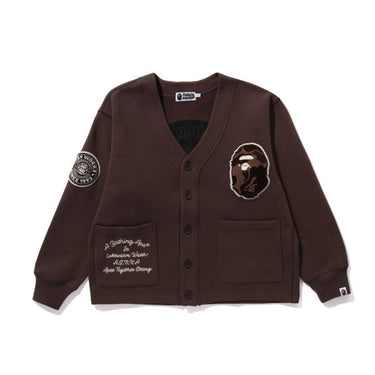 Bape Mens College Badges Brown Cardigan