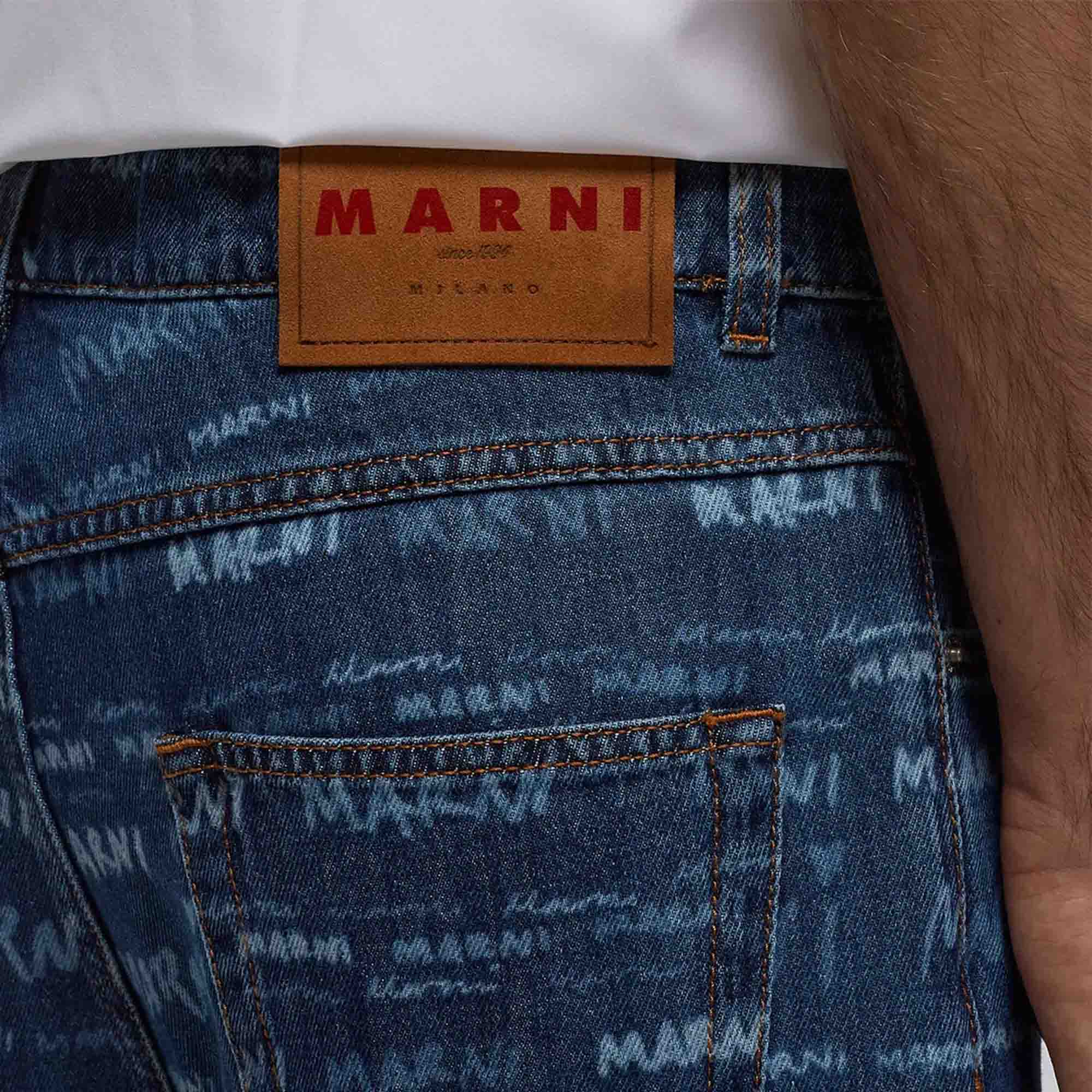 Marni Mens Mega Marni Print Denim Pants