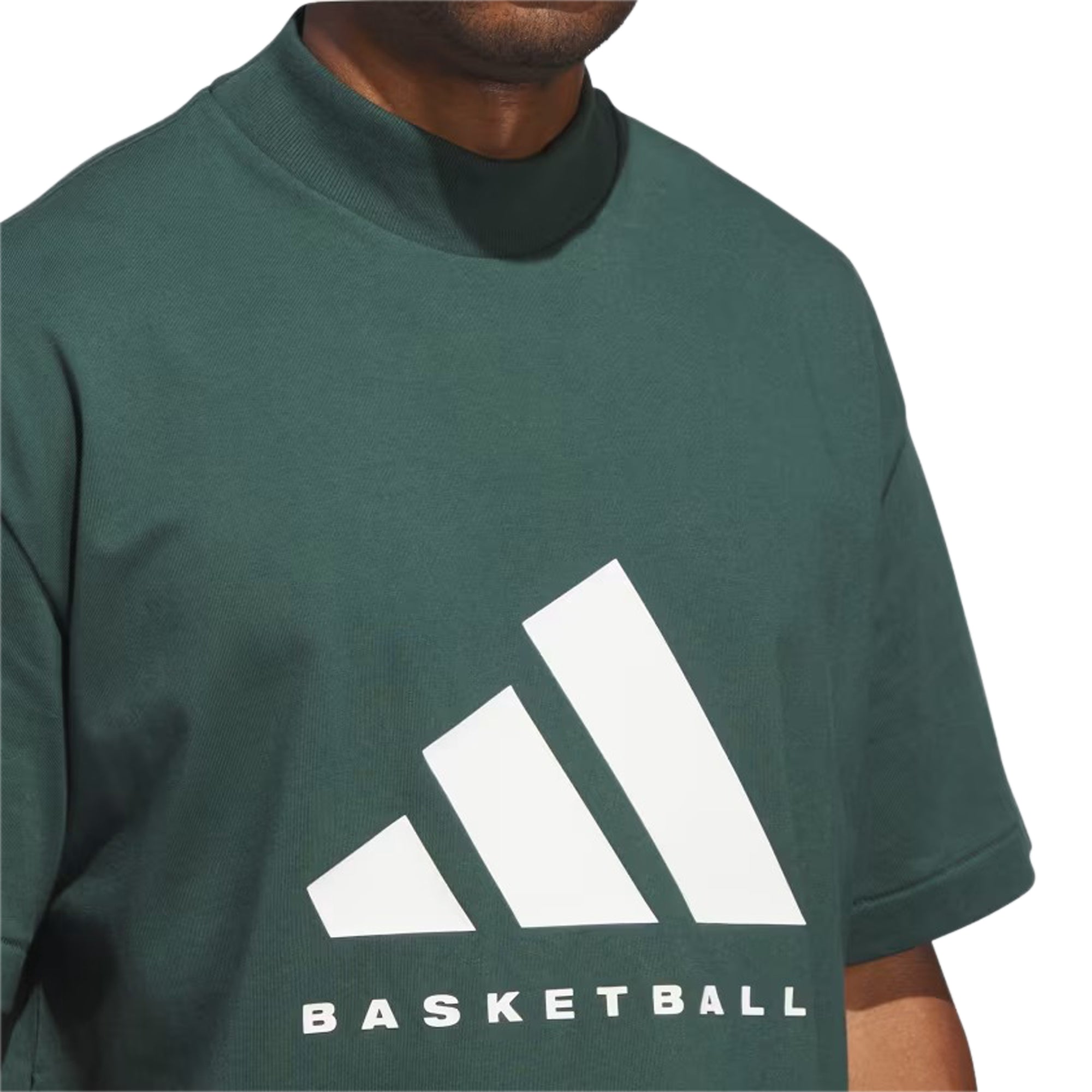 Adidas Mockneck Basketball Mineral Green Tee