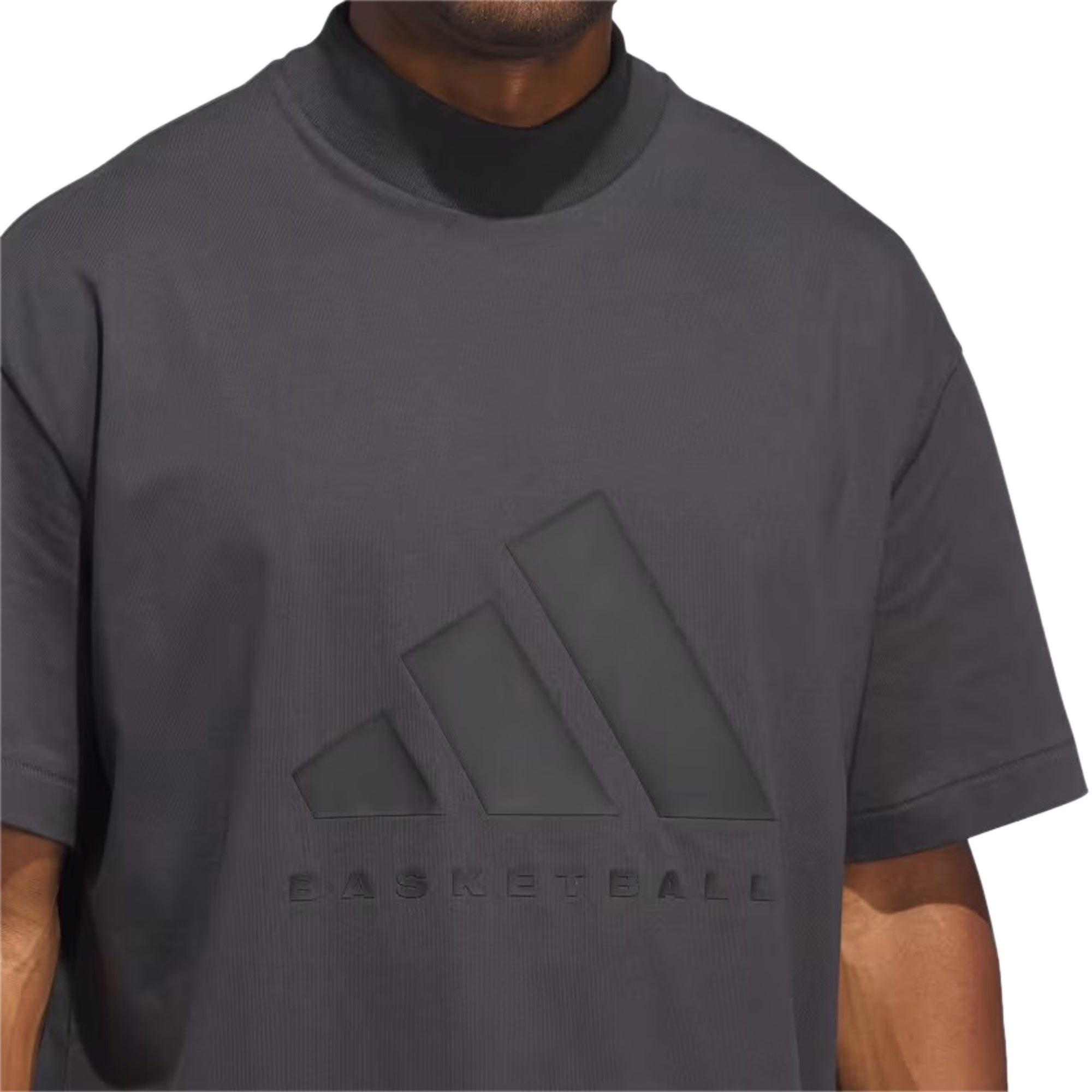 Adidas Mockneck Basketball Carbon Tee