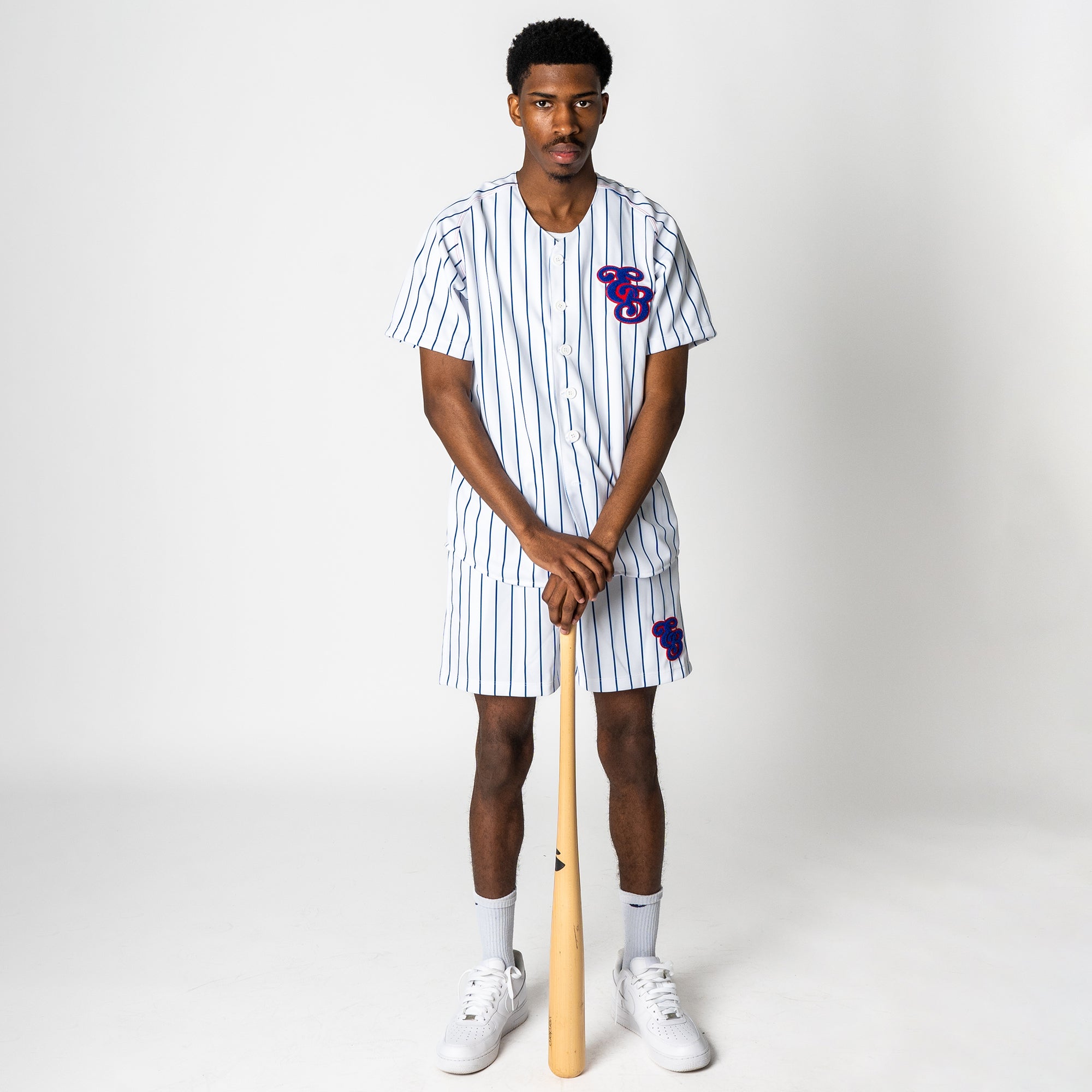 Extra Butter White Pinstripe Shorts