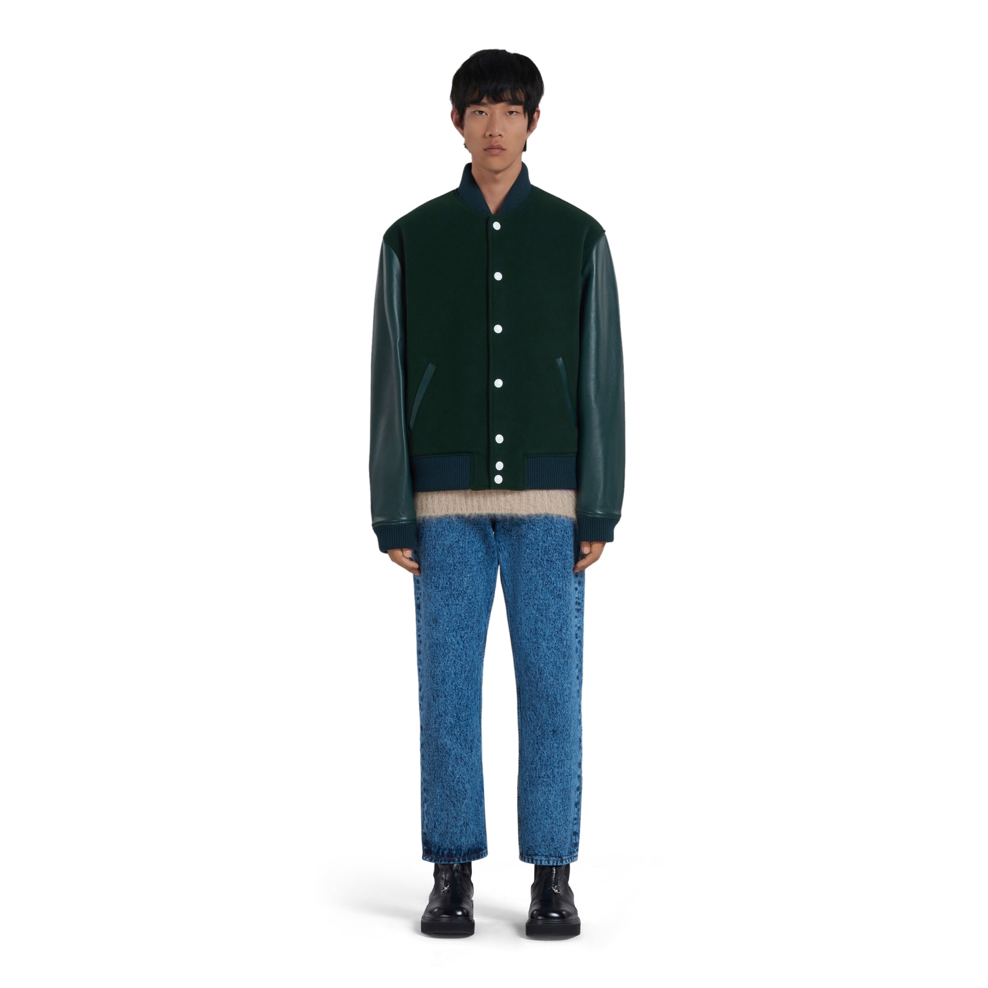 Marni Mens Wool Felt Bomber Jacket