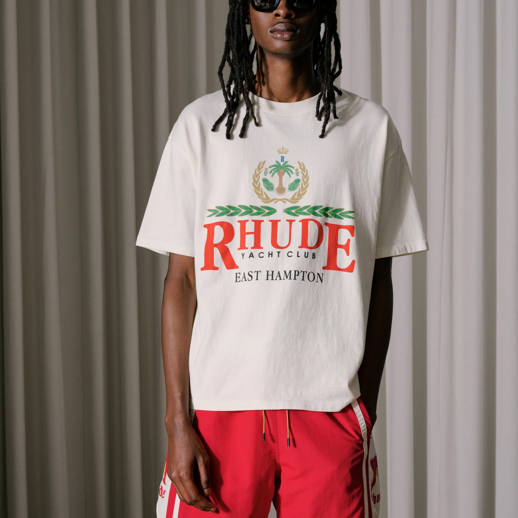 Rhude Mens East Hampton Crest Vtg White Tee