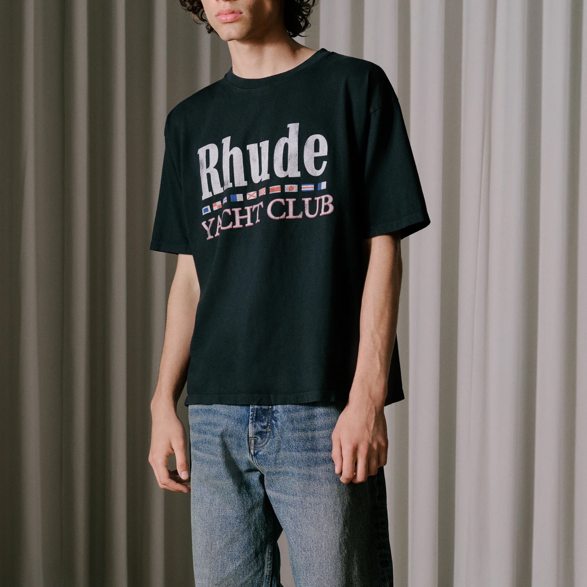 Rhude Mens Flag Vtg Black Tee