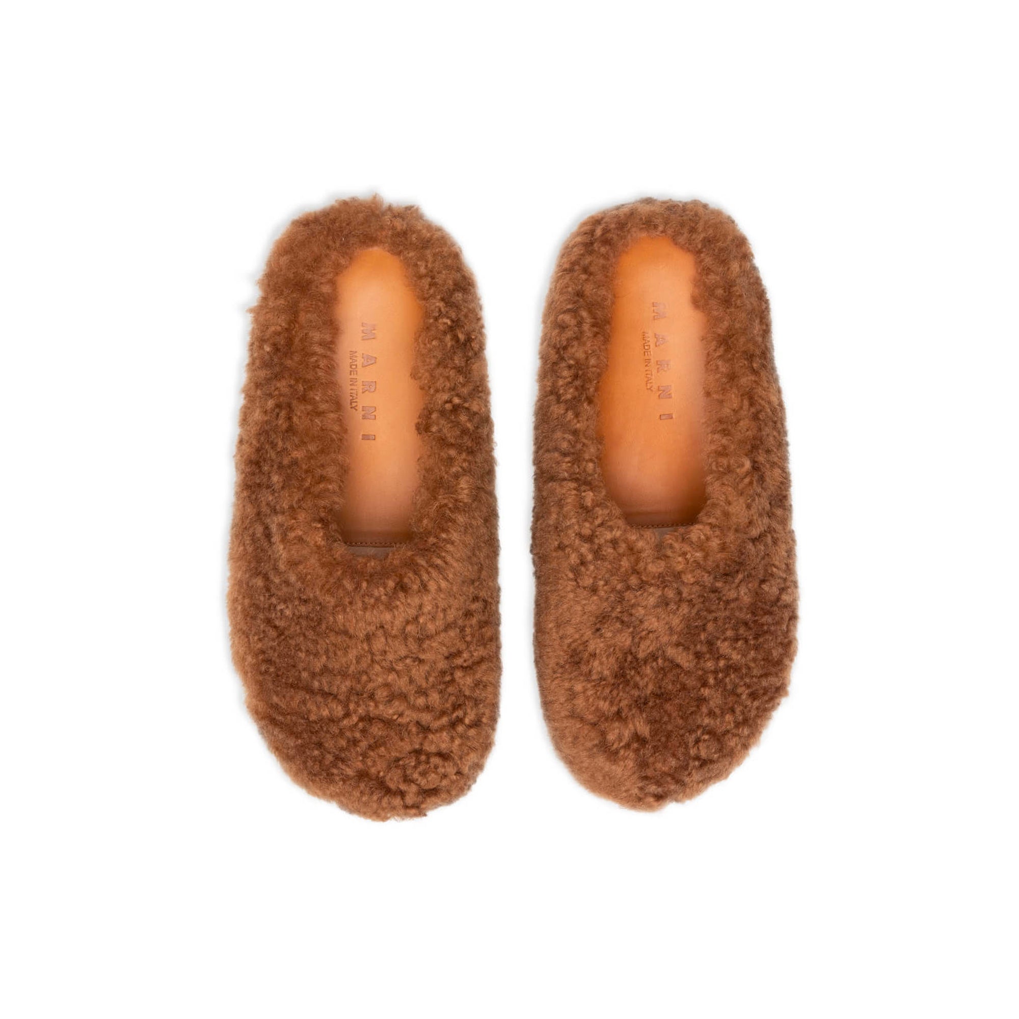 Marni Mens Long Hair Fussbett Sabot Caramel Mules