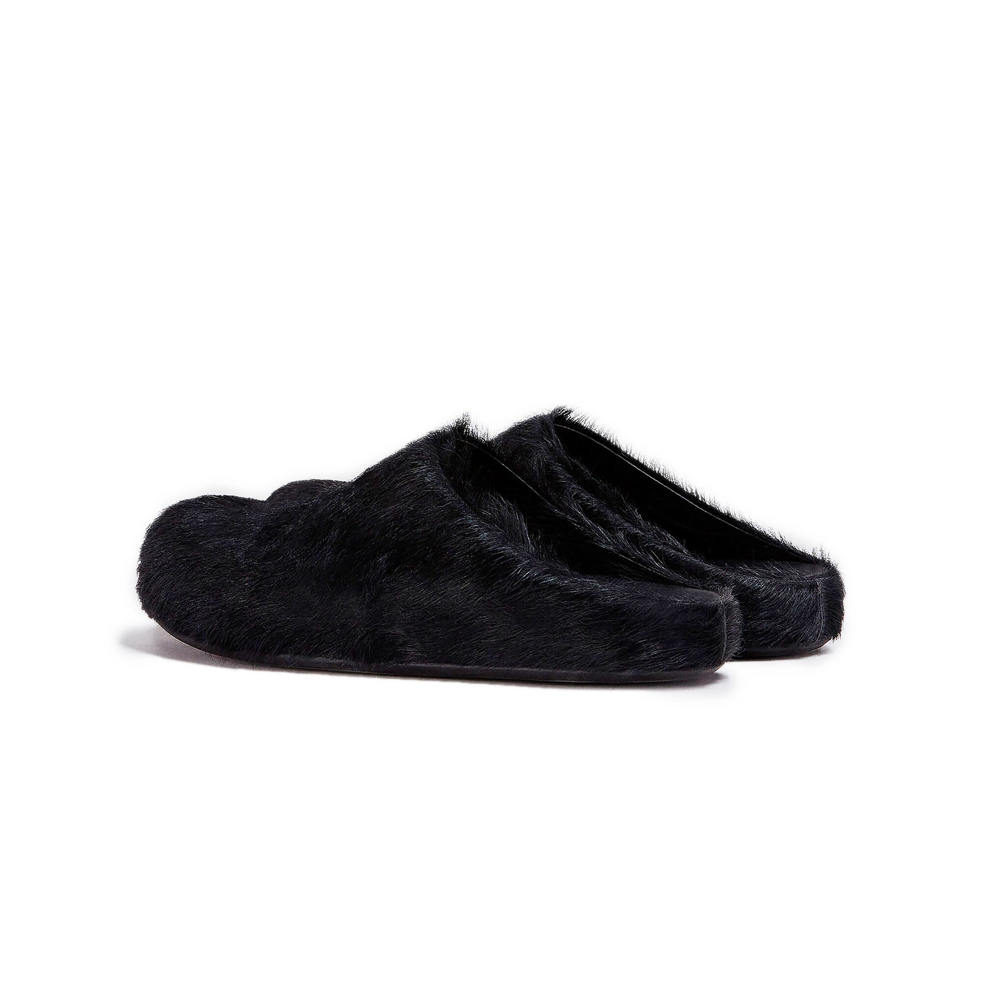 Marni Mens Long Hair Fussbett Sabot Black Mules