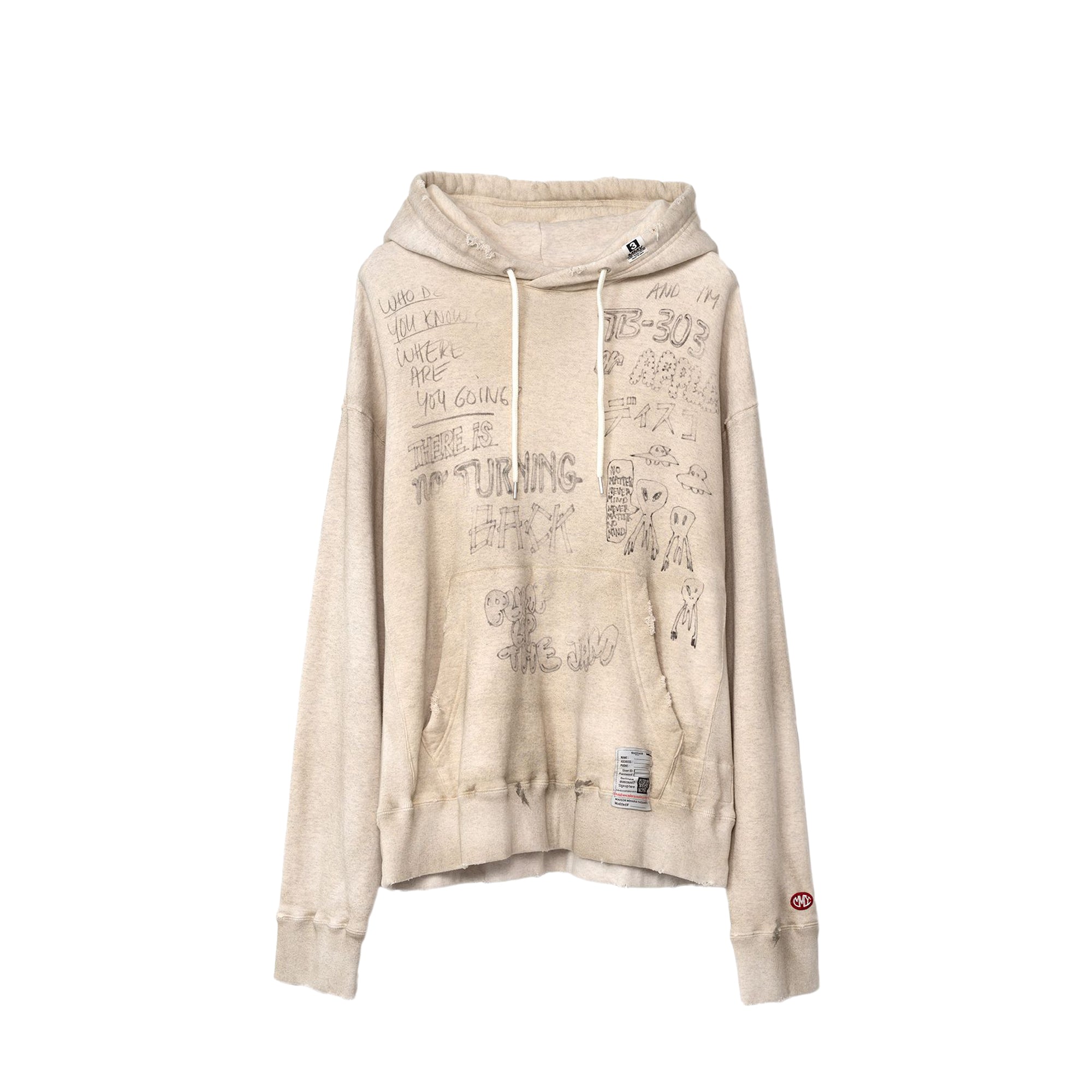 Maison Mihara Yasuhiro distressed cotton hoodie - Neutrals